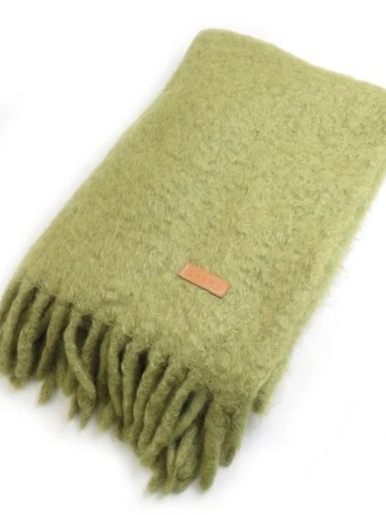 Auth Loewe Stole Muffler Scarf Yellow Green Mohair/Wool - E61018a